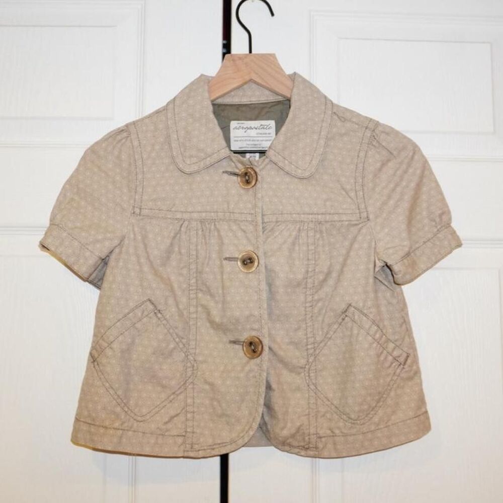 Aeropostale Women's Tan and Cream Jacket